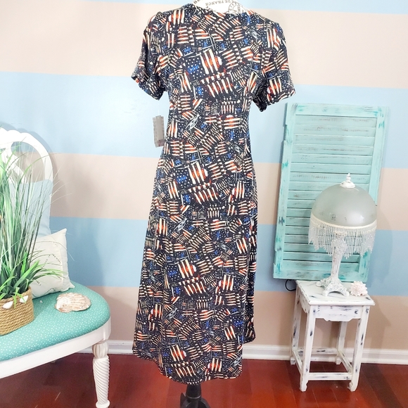 NWT LuLaRoe Red White & Blue Carly Dress - Picture 2 of 5